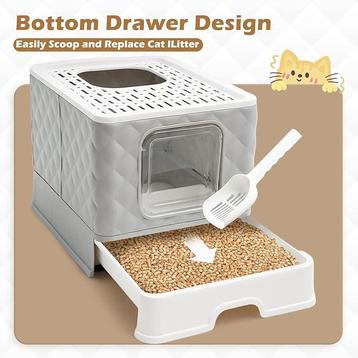 Kattenbak met ruitvormig design, grote opvouwbare kattenbak beschikbaar voor biedingen