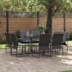 vidaXL Tuin Eetset 9 pcs Zwart Staal, Tuin en Terras, Tuinsets en Loungesets, Verzenden, Nieuw, Rvs