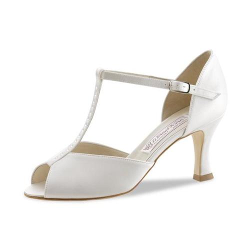 Mona Wit Satijn dames Bruidsschoenen met Lederen zool, Sport en Fitness, Ballet, Verzenden