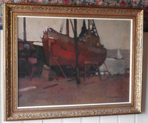Joop Kropff (1892-1979) - Schip In Het Dok Te Scheveningen, Antiek en Kunst, Kunst | Schilderijen | Klassiek