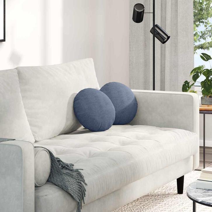 vidaXL Zitkussens 2 pcs Blauw Ø 30 cm Katoen Stof, Huis en Inrichting, Woonaccessoires | Kussens, Blauw, Nieuw, Verzenden