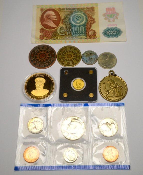 Wereld. Selection of coins and banknote incl. .999 gold, Postzegels en Munten, Munten | Europa | Niet-Euromunten