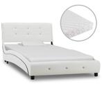 vidaXL Bed met matras kunstleer wit 90x200 cm, Huis en Inrichting, Slaapkamer | Bedden, Nieuw, Eenpersoons, Verzenden