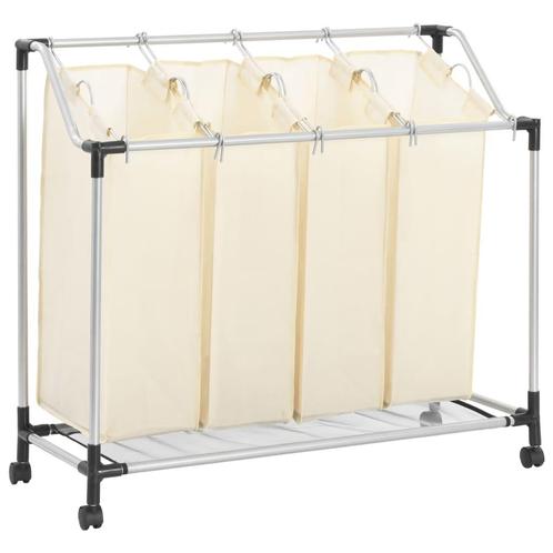 vidaXL Wassorteerder met 4 zakken staal crème, Tuin en Terras, Droogmolens en Wasrekken, Nieuw, Verzenden