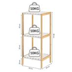 Bamboe staande rek met 3 legplanken Wit 80x33x34cm, Huis en Inrichting, Verzenden, Nieuw