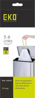 Afvalzak EKO type B 7-9 liter met trekband wit 25 stuks, Verzenden