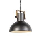 Qazqa industriële hanglamp, donkergrijs met mango houten..., Ophalen of Verzenden, Nieuw in verpakking, Verlichting