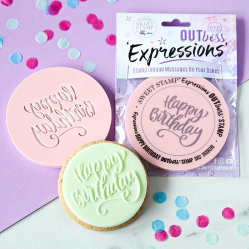 Sweet Stamp Outboss Elegant Happy Birthday, Hobby en Vrije tijd, Taarten en Cupcakes maken, Nieuw, Verzenden