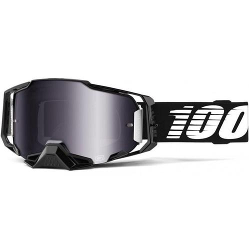 Crossbril 100% Armega Zwart - Mirror Zilver Flash, Motoren, Kleding | Motorkleding, Dames, Heren, Nieuw met kaartje, Motorcrosskleding