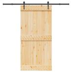 vidaXL Schuifdeur met beslag 100x210 cm massief grenenhout, Doe-het-zelf en Verbouw, Deuren en Horren, Verzenden, Nieuw