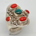 Zonder Minimumprijs - Ring Zilver Koraal - Turquoise, Sieraden, Tassen en Uiterlijk, Ringen, Nieuw