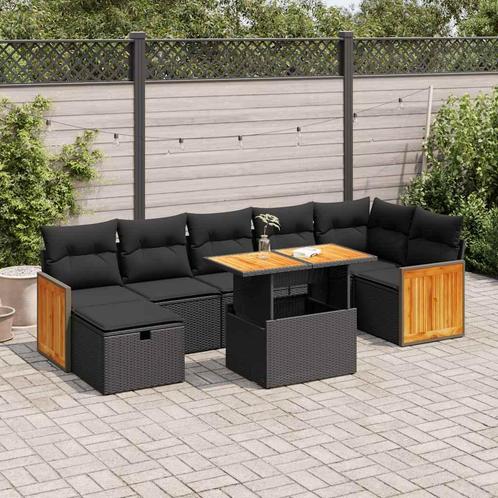 vidaXL 5-delige Loungeset met kussens poly rattan zwart, Tuin en Terras, Tuinsets en Loungesets, Loungeset, Nieuw, Rotan, Verzenden
