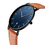 Tyme Oslo Heren Horloge 39.5mm - Blauw Bruin - Horloges voor, Ophalen of Verzenden, Zo goed als nieuw