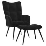 Chic Fluweel Relaxstoel | OP = OP | 40% Korting Nu, Huis en Inrichting, Ophalen of Verzenden, Nieuw, Zwart, Modern