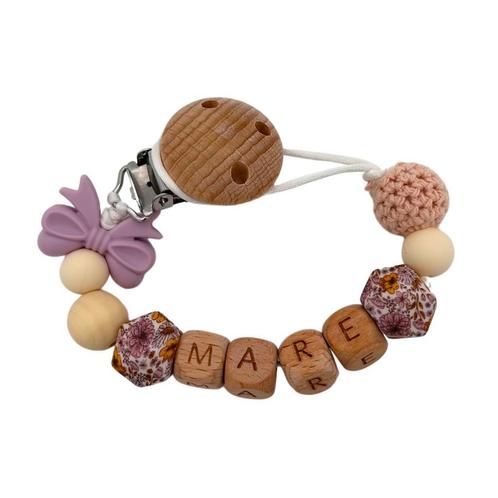 Speenkoord Strik Flower - Met eigen naam - € 13,95, Kinderen en Baby's, Babymode-accessoires, Nieuw