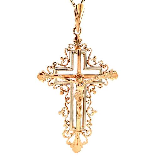 Roségouden kruis hanger 14 krt, Sieraden, Tassen en Uiterlijk, Kettinghangers, Nieuw, Ophalen of Verzenden