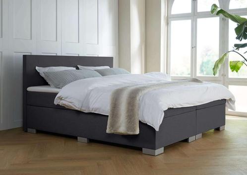 ACTIE! Boxspring Andorra 140 200 Antraciet, Huis en Inrichting, Slaapkamer | Boxsprings, 140 cm, 200 cm, Grijs, Twijfelaar, Nieuw