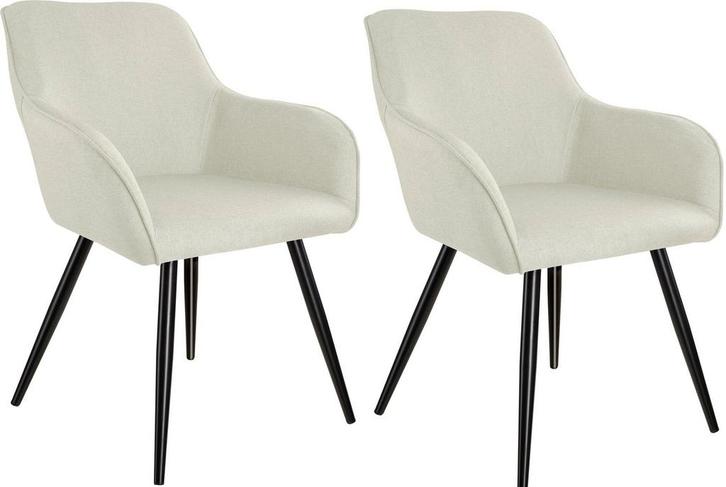 Eetkamerstoelen - Set van 2 - Met armleuning - Creme - Tecta, Huis en Inrichting, Stoelen, Zo goed als nieuw, Verzenden