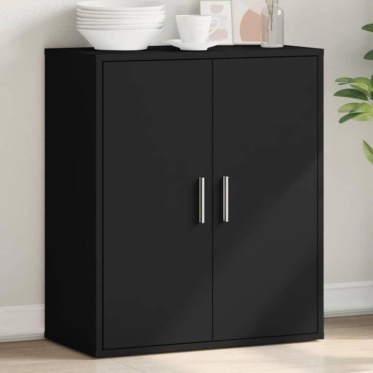vidaXL Dressoir 79x38x80 cm bewerkt hout zwart, Huis en Inrichting, Kasten | Dressoirs, 25 tot 50 cm, Nieuw, 50 tot 100 cm, Overige houtsoorten