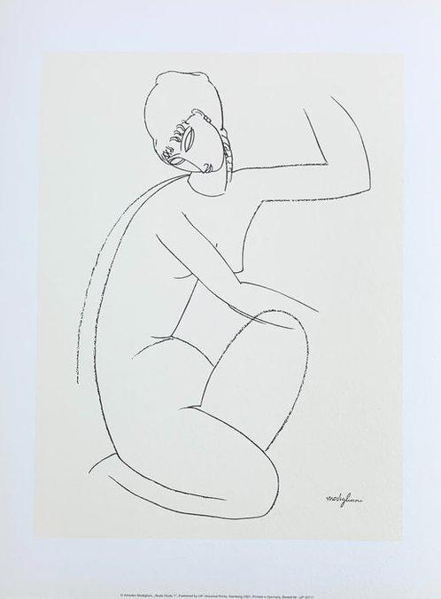 Amedeo Modigliani (1884-1920) (after) - Nude Study 1 - 40 x, Antiek en Kunst, Kunst | Tekeningen en Foto's
