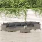 vidaXL 8-delige Loungeset met kussens poly rattan grijs, Verzenden, Nieuw, Rotan, Loungeset