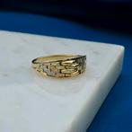 18 Krt. Tricolor gouden verwoven ring (witgoud, roségoud), Sieraden, Tassen en Uiterlijk, Ringen, 18 tot 19, Gebruikt, Overige kleuren