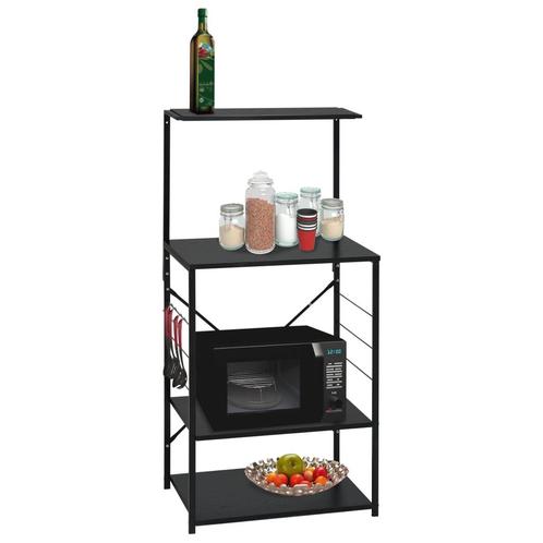 vidaXL Magnetronkast 60x39,6x123 cm bewerkt hout zwart, Huis en Inrichting, Keuken | Keukenbenodigdheden, Nieuw, Verzenden