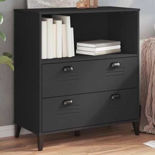 vidaXL Boekenkast VIKEN 80x40x90 cm bewerkt hout zwart, Huis en Inrichting, Kasten | Boekenkasten, Nieuw, Overige houtsoorten