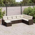 vidaXL 8-delige Loungeset met kussens poly rattan bruin, Nieuw, 8 zitplaatsen, Loungeset, Verzenden