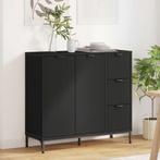 vidaXL Dressoir met lade Zwart 89,5 x 33 x 82 cm Bewerkt, Huis en Inrichting, Verzenden, Nieuw, Overige houtsoorten, Minder dan 50 cm