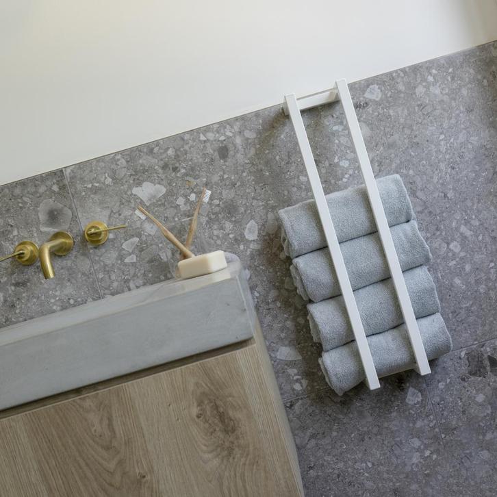 BWS Handdoekenrek Industrieel | 60x12.5x12.5cm | Mat Wit, Doe-het-zelf en Verbouw, Sanitair, Bad, Nieuw, Ophalen of Verzenden