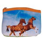 Ritsportemonnee - Bruine Paarden Blauwe Lucht - 1-vaks - 11x, Sieraden, Tassen en Uiterlijk, Portemonnees, Ophalen of Verzenden