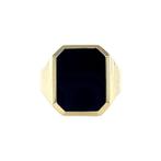 Gouden zegelring met onyx 14 karaat, Sieraden, Tassen en Uiterlijk, Ringen, Verzenden, Zo goed als nieuw, Zwart, Goud