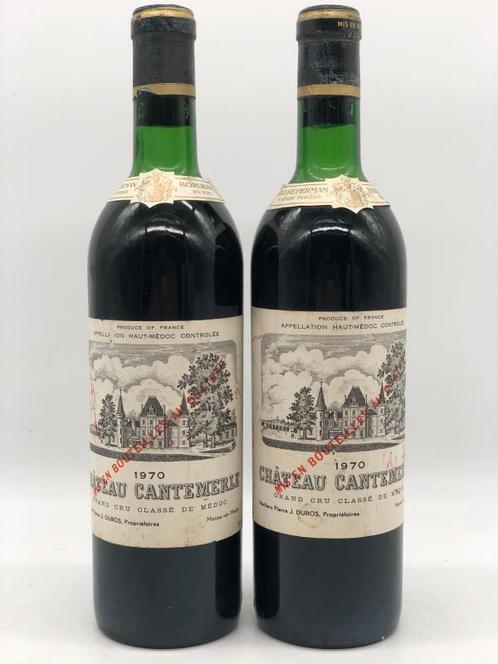 2 x 75cl Chateau Cantemerle, Haut-Medoc 1970 (Bordeaux), Verzamelen, Wijnen, Frankrijk, Rode wijn, Nieuw, Ophalen of Verzenden
