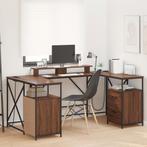 vidaXL Bureau met lade met opslag Bruin eiken 182 x 101 x, Huis en Inrichting, Verzenden, Nieuw