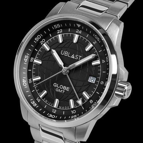 Ublast - Globe GMT - Swiss Made - REF.UBGLO40BK - Ltd, Sieraden, Tassen en Uiterlijk, Horloges | Heren