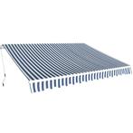 vidaXL Luifel handmatig uittrekbaar 350 cm blauw/wit, Verzenden, Nieuw