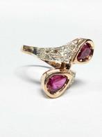 Zonder Minimumprijs - Ring - 9 kt. Roségoud, Zilver Robijn -, Nieuw
