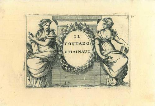 Cartografische prent van Hainaut, Antiek en Kunst, Kunst | Etsen en Gravures