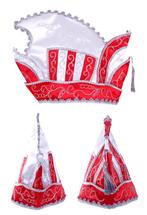 Prins Carnaval Steek Muts Rood Prinsenmuts Raad Elf Zilver W, Nieuw, Carnaval, Ophalen of Verzenden, Overige maten