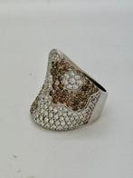 Ring - 18 karaat Witgoud - diamanten en bruin diamanten, Sieraden, Tassen en Uiterlijk, Ringen, Nieuw