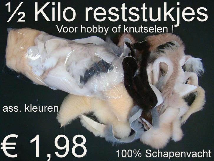 Schapenvacht 1 Kilo RESTSTUKKEN voor hobby of knutselen 4,95, Hobby en Vrije tijd, Knutselen, Materiaal, Nieuw, Ophalen of Verzenden