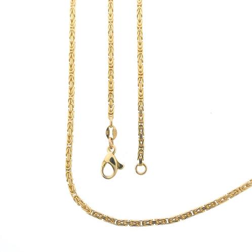 Gouden vierkante koningsschakel ketting | 91 cm, Sieraden, Tassen en Uiterlijk, Kettingen, Overige kleuren, Gebruikt, Goud, Ophalen of Verzenden
