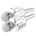 Set van 2 MAX KM01 karaoke microfoons - Zilver (2x), Verzenden, Nieuw