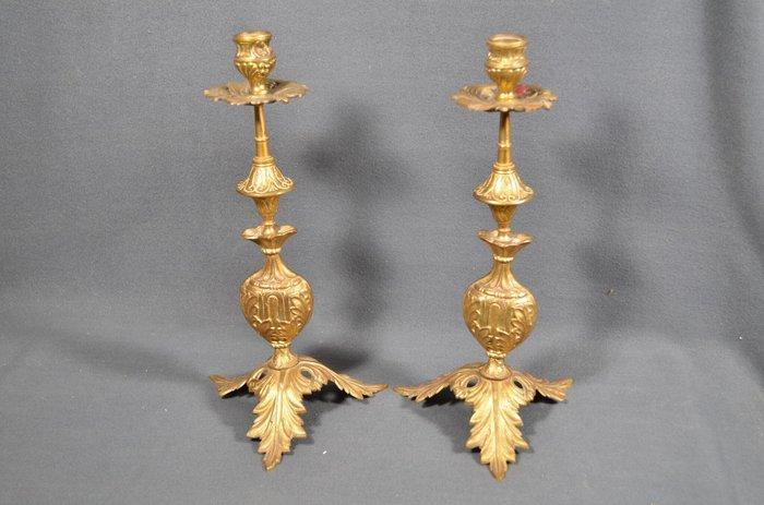 Taperstick (kleine blaker met een dunne pijp) (2) - Brons, Antiek en Kunst, Antiek | Overige Antiek