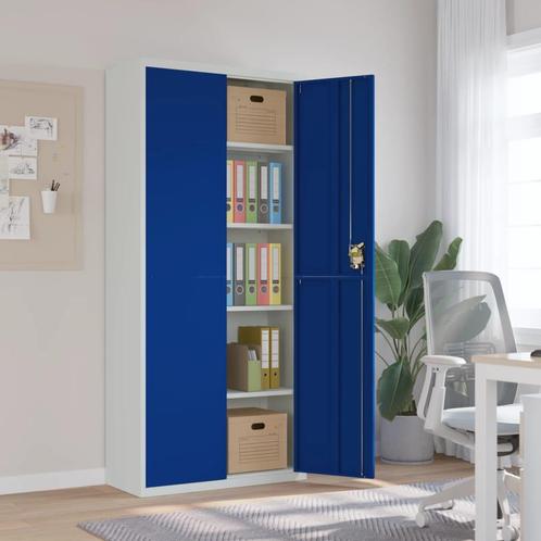 vidaXL Archiefkast 90x40x200 cm staal lichtgrijs en blauw, Huis en Inrichting, Kasten | Roldeurkasten en Archiefkasten, Nieuw