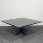 Zwarte Salontafel met Metalen Kruispoot, Huis en Inrichting, Ophalen of Verzenden, Gebruikt