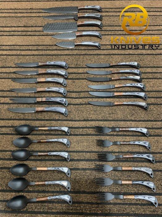 Tafelmessenset (29) - Hout - Tafelmes en Bestekset, Antiek en Kunst, Antiek | Meubels | Tafels