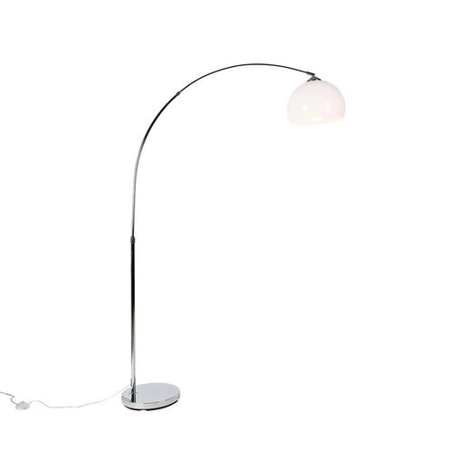 Smart booglamp chroom met witte kap incl. Wifi A60  - Arc, Huis en Inrichting, Lampen | Vloerlampen, Nieuw, Overige materialen