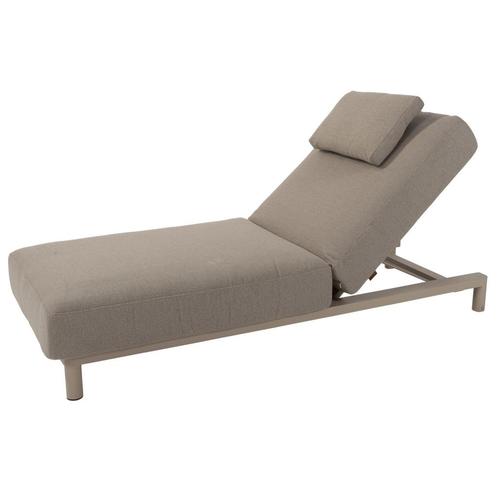 Madeira ligbed met hoofdondersteuning latte, Tuin en Terras, Ligbedden, Nieuw, Aluminium, Ophalen of Verzenden
